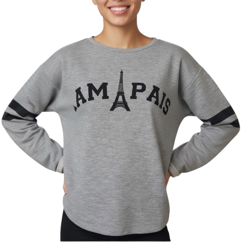 Ally Crew Neck Sweat Shirt Grey Size 2 - Picture 3 of 12